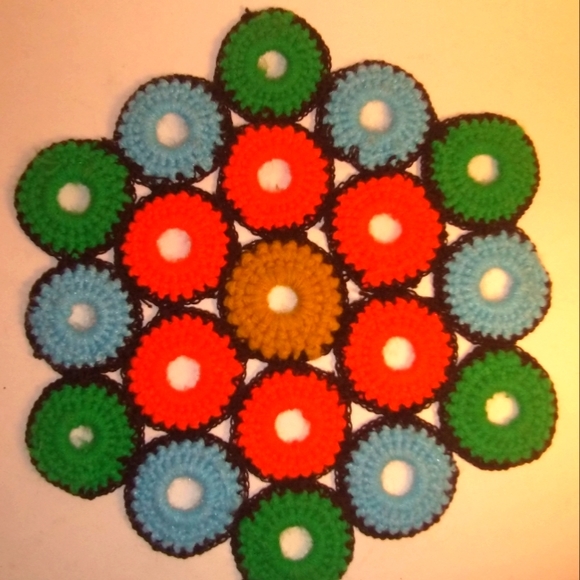 Mid Century hand done in Bl,Gr,Orange and Blk. So fantastic. Hard to find. - Picture 3 of 4